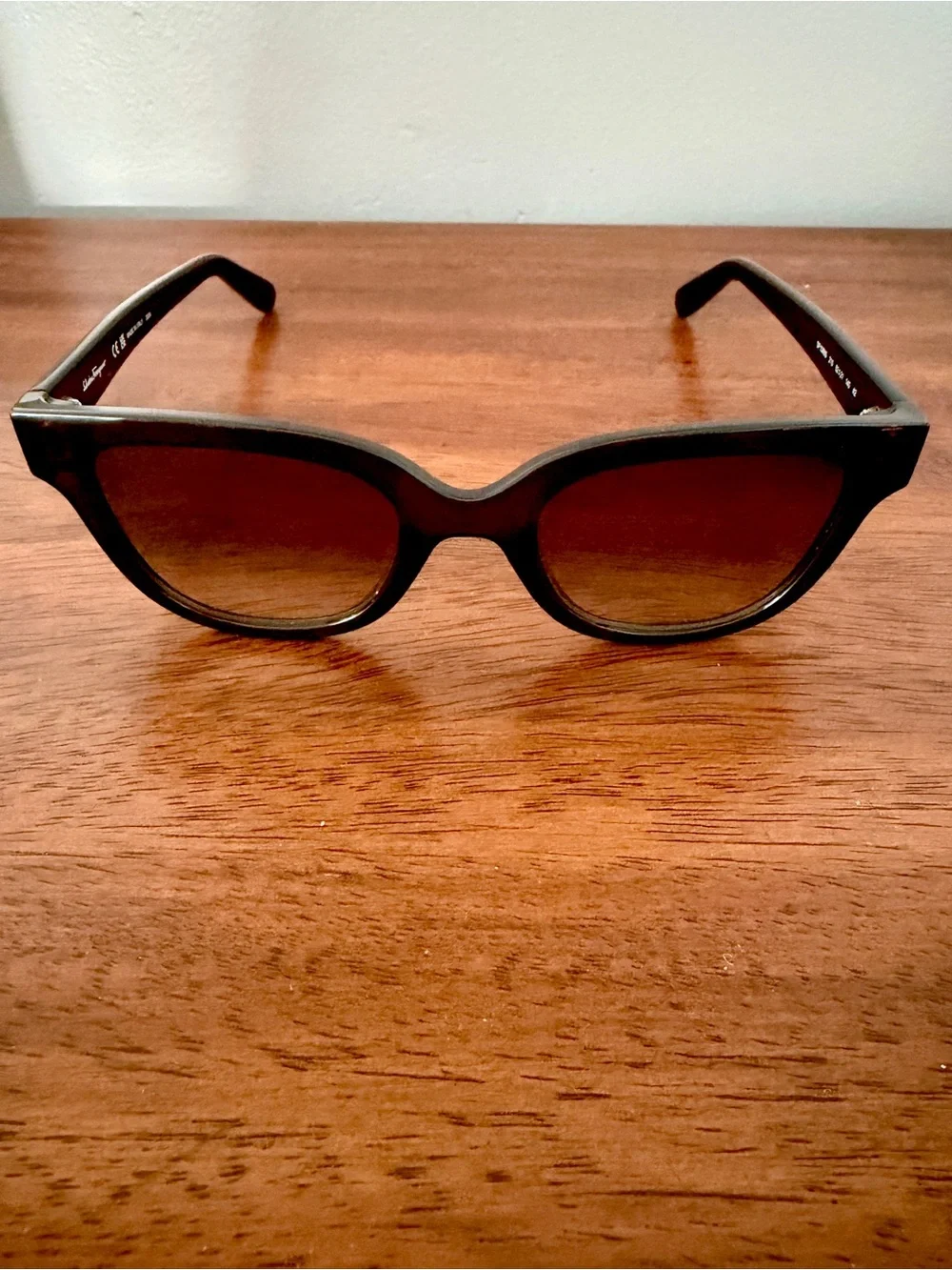 Salvatore Ferragamo Cat Eye Dark Brown Frame Sunglasses with Brown Gradient Lens